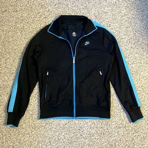 Nike Sportswear Womens Zip Track Jacket Size M Black Blue Athletic Running Heavy